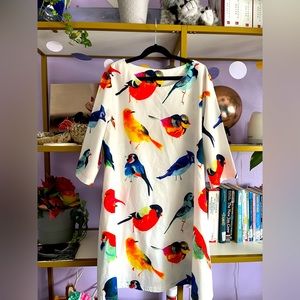 Bird Print Shirt Dress Size L